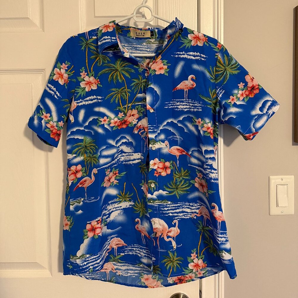 Womens Flamingo Hawaiian Shirt